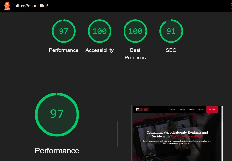 Lighthouse usability scores