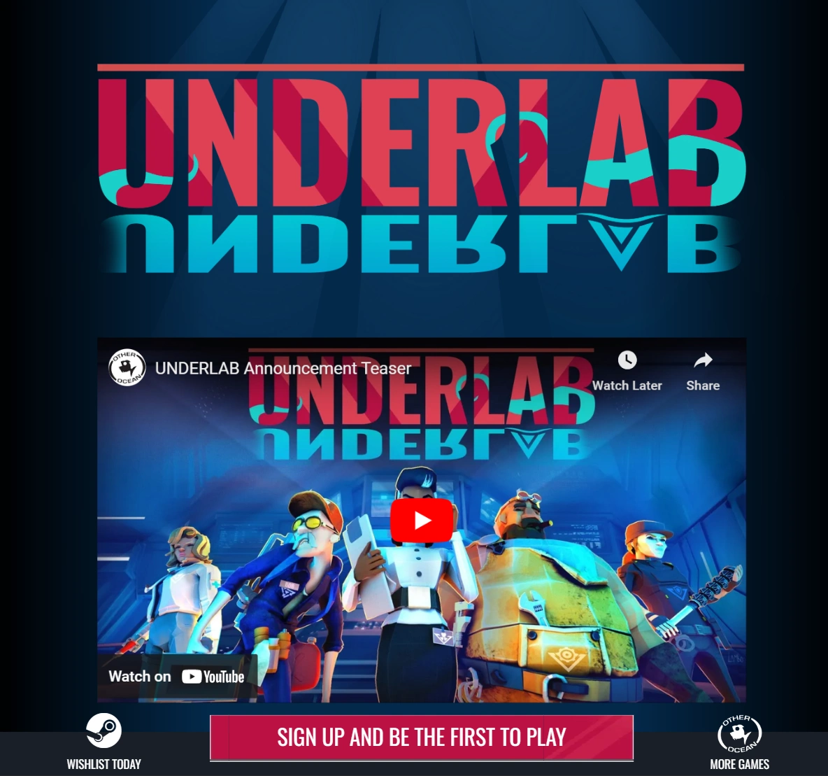Screenshot of the underlab.game website homepage.
